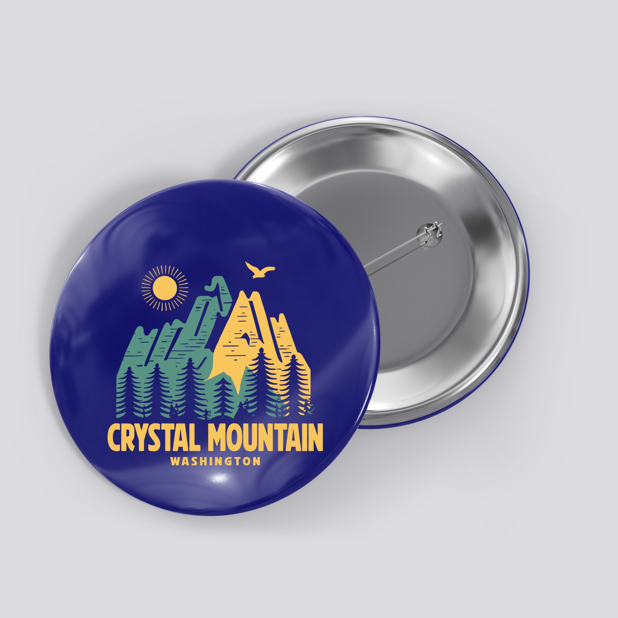 Crystal Mountain Washington Hiking Outdoors Vintage Gift Button
