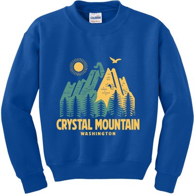 Crystal Mountain Washington Hiking Outdoors Vintage Gift Kids Sweatshirt