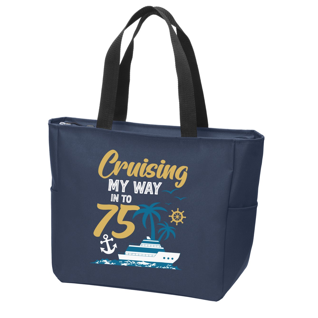 Cruising My Way Into 75th Birthday Cruise 75 Years Old Zip Tote Bag