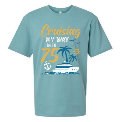 Cruising My Way Into 75th Birthday Cruise 75 Years Old Sueded Cloud Jersey T-Shirt