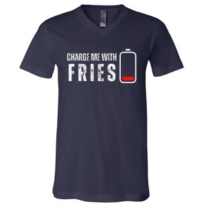 Charge Me With Fries Funny French Fries Lover V-Neck T-Shirt