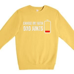 Charge Me With Dad Jokes Funny Bad Puns Lover Premium Crewneck Sweatshirt