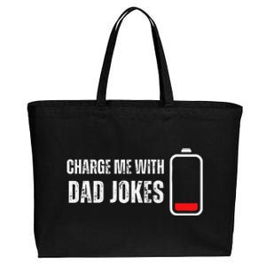 Charge Me With Dad Jokes Funny Bad Puns Lover Cotton Canvas Jumbo Tote