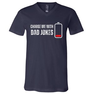 Charge Me With Dad Jokes Funny Bad Puns Lover V-Neck T-Shirt