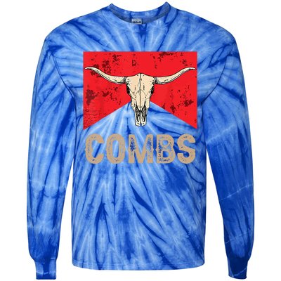 Country Music Western Cow Skull Cowboy Tie-Dye Long Sleeve Shirt