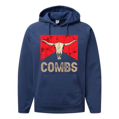 Country Music Western Cow Skull Cowboy Performance Fleece Hoodie