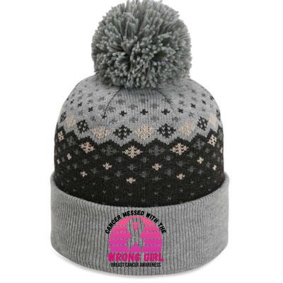 Cancer Messed With The Wrong Girl Breast Cancer Awareness The Baniff Cuffed Pom Beanie