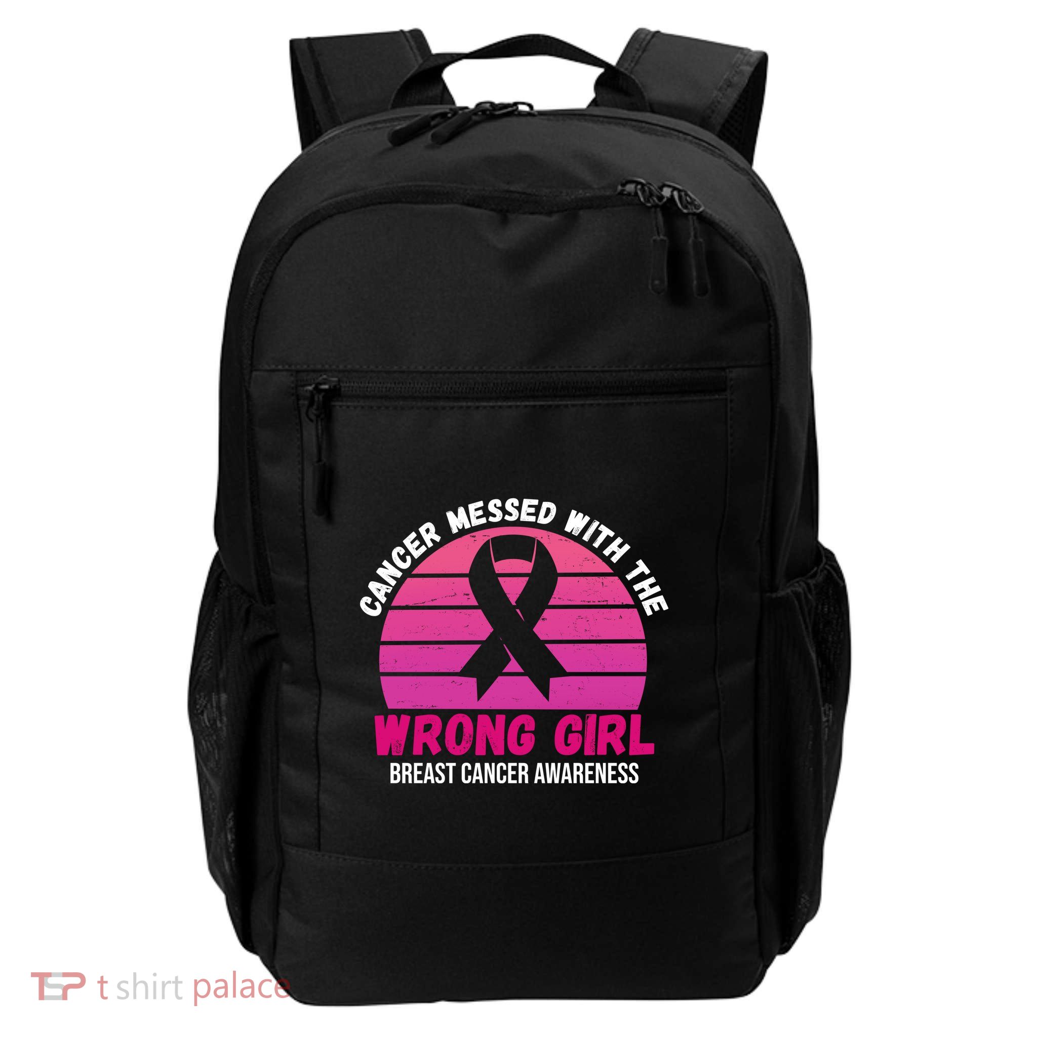 Cancer Messed With The Wrong Girl Breast Cancer Awareness Backpack