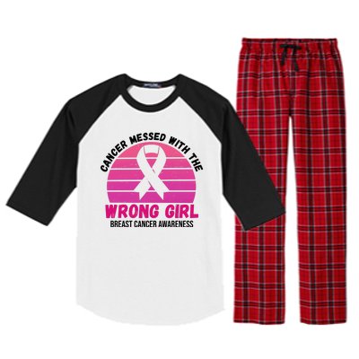 Cancer Messed With The Wrong Girl Breast Cancer Awareness Raglan Sleeve Pajama Set