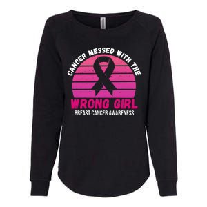 Cancer Messed With The Wrong Girl Breast Cancer Awareness Womens California Wash Sweatshirt