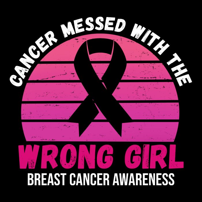 Cancer Messed With The Wrong Girl Breast Cancer Awareness Tall Hoodie