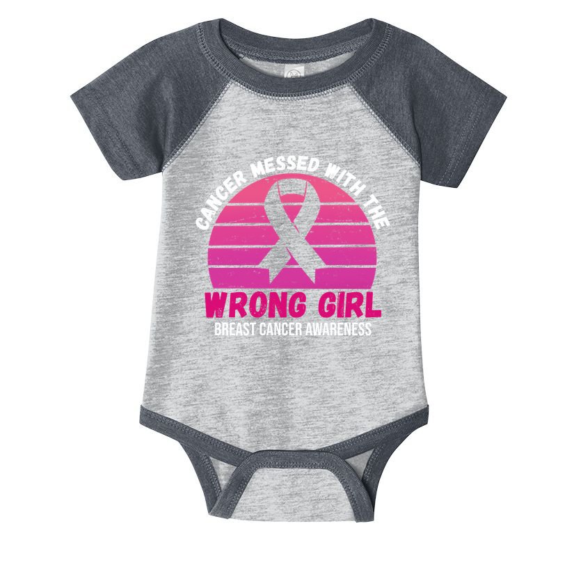 Cancer Messed With The Wrong Girl Breast Cancer Awareness Infant Baby Jersey Bodysuit