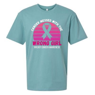 Cancer Messed With The Wrong Girl Breast Cancer Awareness Sueded Cloud Jersey T-Shirt