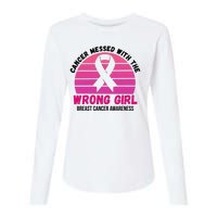 Cancer Messed With The Wrong Girl Breast Cancer Awareness Womens Cotton Relaxed Long Sleeve T-Shirt