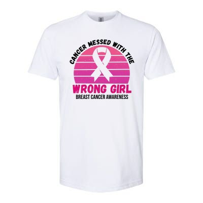 Cancer Messed With The Wrong Girl Breast Cancer Awareness Softstyle CVC T-Shirt