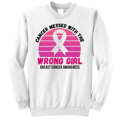 Cancer Messed With The Wrong Girl Breast Cancer Awareness Sweatshirt