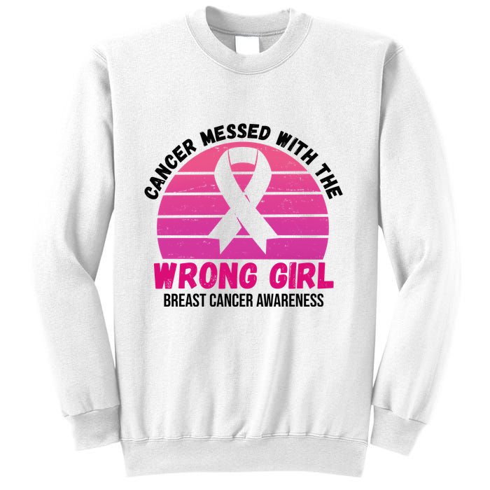 Cancer Messed With The Wrong Girl Breast Cancer Awareness Sweatshirt