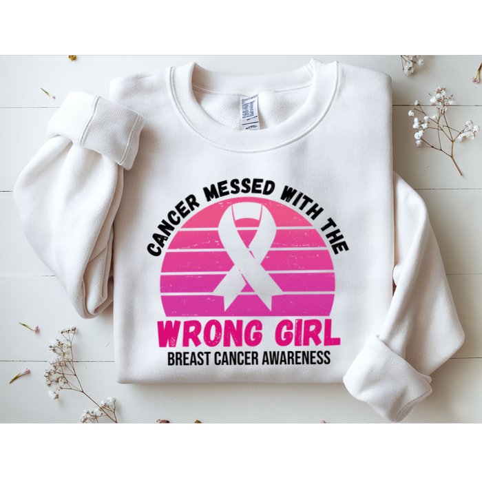 Cancer Messed With The Wrong Girl Breast Cancer Awareness Sweatshirt