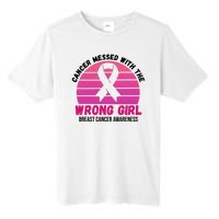 Cancer Messed With The Wrong Girl Breast Cancer Awareness Tall Fusion ChromaSoft Performance T-Shirt