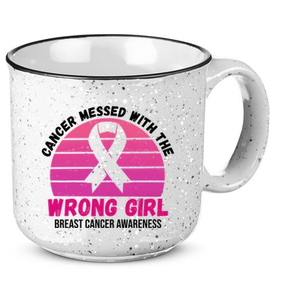 Cancer Messed With The Wrong Girl Breast Cancer Awareness 15oz Campfire Ceramic Mug