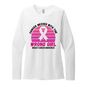 Cancer Messed With The Wrong Girl Breast Cancer Awareness Womens CVC Long Sleeve Shirt