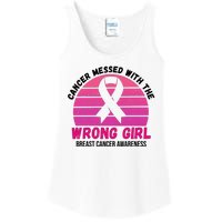 Cancer Messed With The Wrong Girl Breast Cancer Awareness Ladies Essential Tank