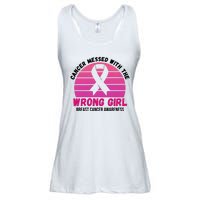 Cancer Messed With The Wrong Girl Breast Cancer Awareness Ladies Essential Flowy Tank