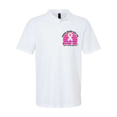 Cancer Messed With The Wrong Girl Breast Cancer Awareness Softstyle Adult Sport Polo