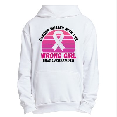 Cancer Messed With The Wrong Girl Breast Cancer Awareness Urban Pullover Hoodie