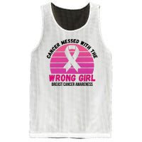 Cancer Messed With The Wrong Girl Breast Cancer Awareness Mesh Reversible Basketball Jersey Tank