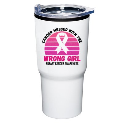 Cancer Messed With The Wrong Girl Breast Cancer Awareness Tumbler