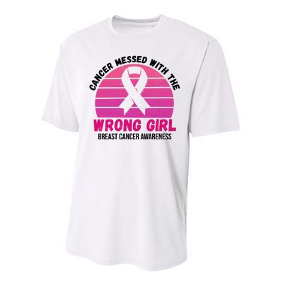 Cancer Messed With The Wrong Girl Breast Cancer Awareness Performance Sprint T-Shirt