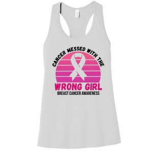 Cancer Messed With The Wrong Girl Breast Cancer Awareness Women's Racerback Tank