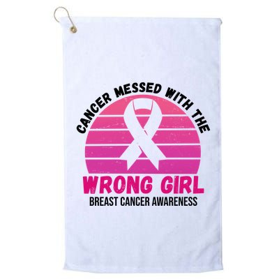 Cancer Messed With The Wrong Girl Breast Cancer Awareness Golf Towel