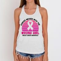 Cancer Messed With The Wrong Girl Breast Cancer Awareness Women's Knotted Racerback Tank