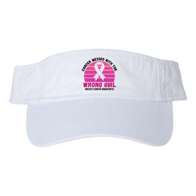 Cancer Messed With The Wrong Girl Breast Cancer Awareness Valucap Bio-Washed Visor