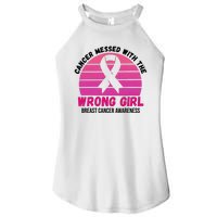 Cancer Messed With The Wrong Girl Breast Cancer Awareness Women's Perfect Tri Rocker Tank