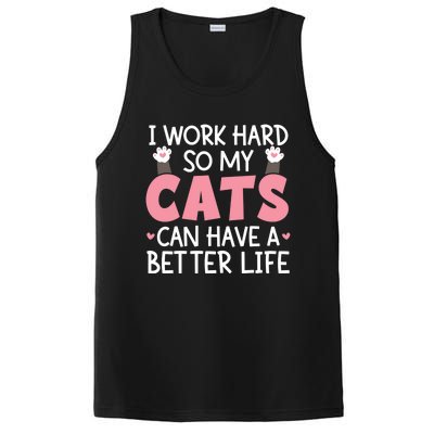 Cat Mom Works Hard For Better Cat Life Funny Gift PosiCharge Competitor Tank