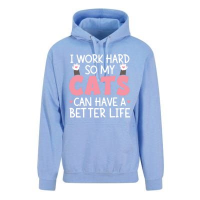 Cat Mom Works Hard For Better Cat Life Funny Gift Unisex Surf Hoodie