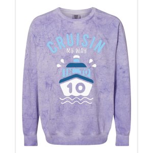 Cruisin My Way Into 10 10th Birthday Cruise Party Colorblast Crewneck Sweatshirt