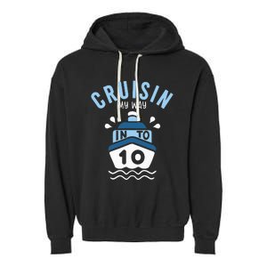 Cruisin My Way Into 10 10th Birthday Cruise Party Garment-Dyed Fleece Hoodie