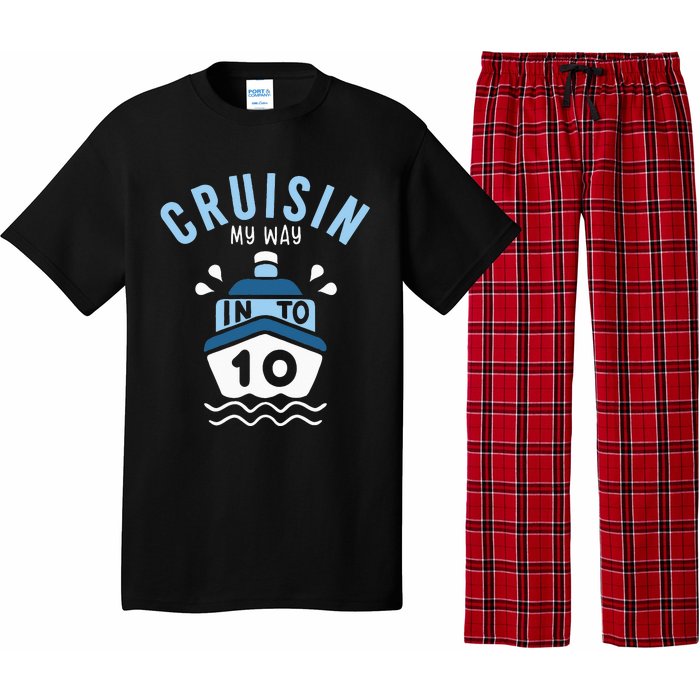 Cruisin My Way Into 10 10th Birthday Cruise Party Pajama Set