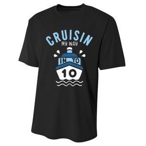 Cruisin My Way Into 10 10th Birthday Cruise Party Performance Sprint T-Shirt