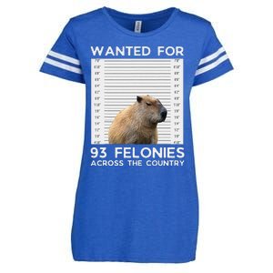 Capybara Mugshot Wanted For 93 Felonies Across The Country Enza Ladies Jersey Football T-Shirt