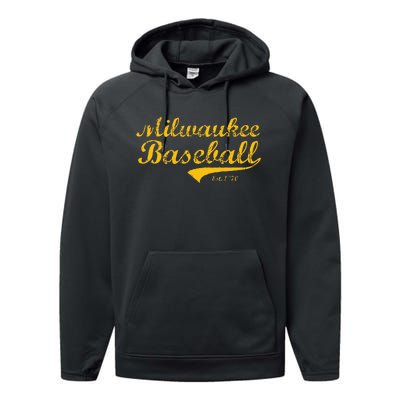 Classic Milwaukee Wisconsin Baseball Fan Retro Vintage Performance Fleece Hoodie