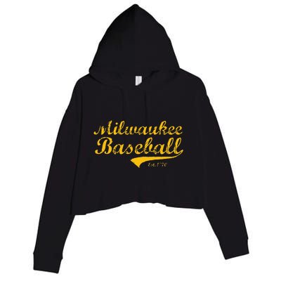 Classic Milwaukee Wisconsin Baseball Fan Retro Vintage Crop Fleece Hoodie