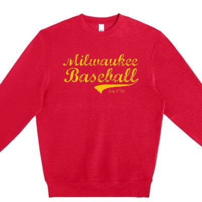 Classic Milwaukee Wisconsin Baseball Fan Retro Vintage Premium Crewneck Sweatshirt