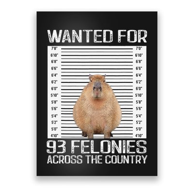 Capybara Mugshot Wanted For 93 Felonies Across The Country Poster