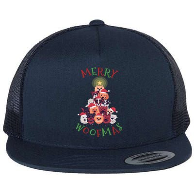 Cute Merry Woofmas Dog Xmas Tree Gift Flat Bill Trucker Hat