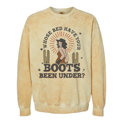 Country Music Who Is Bed Have Your Boots Been Under Colorblast Crewneck Sweatshirt